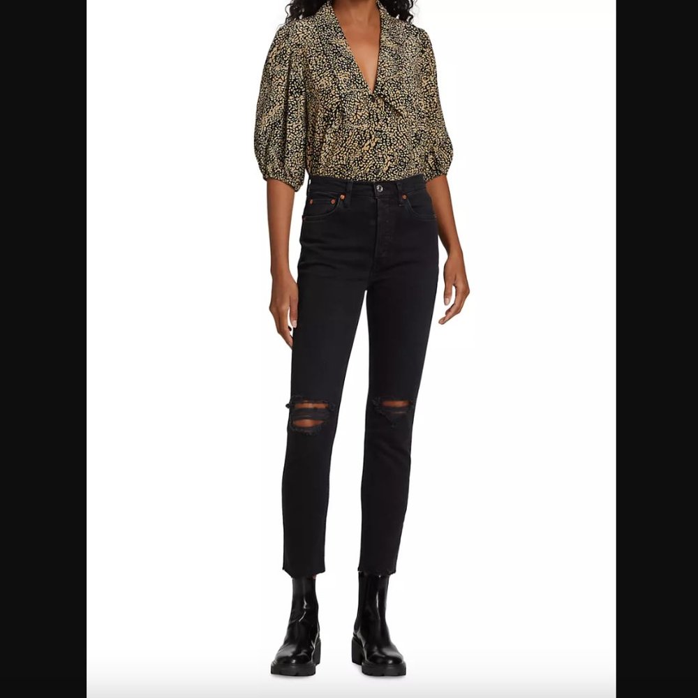 Re/Done 90's High Rise Ankle Crop Jean Size 28